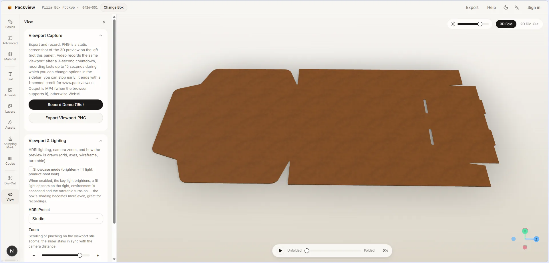 Recording feature in the 3D packaging box simulator